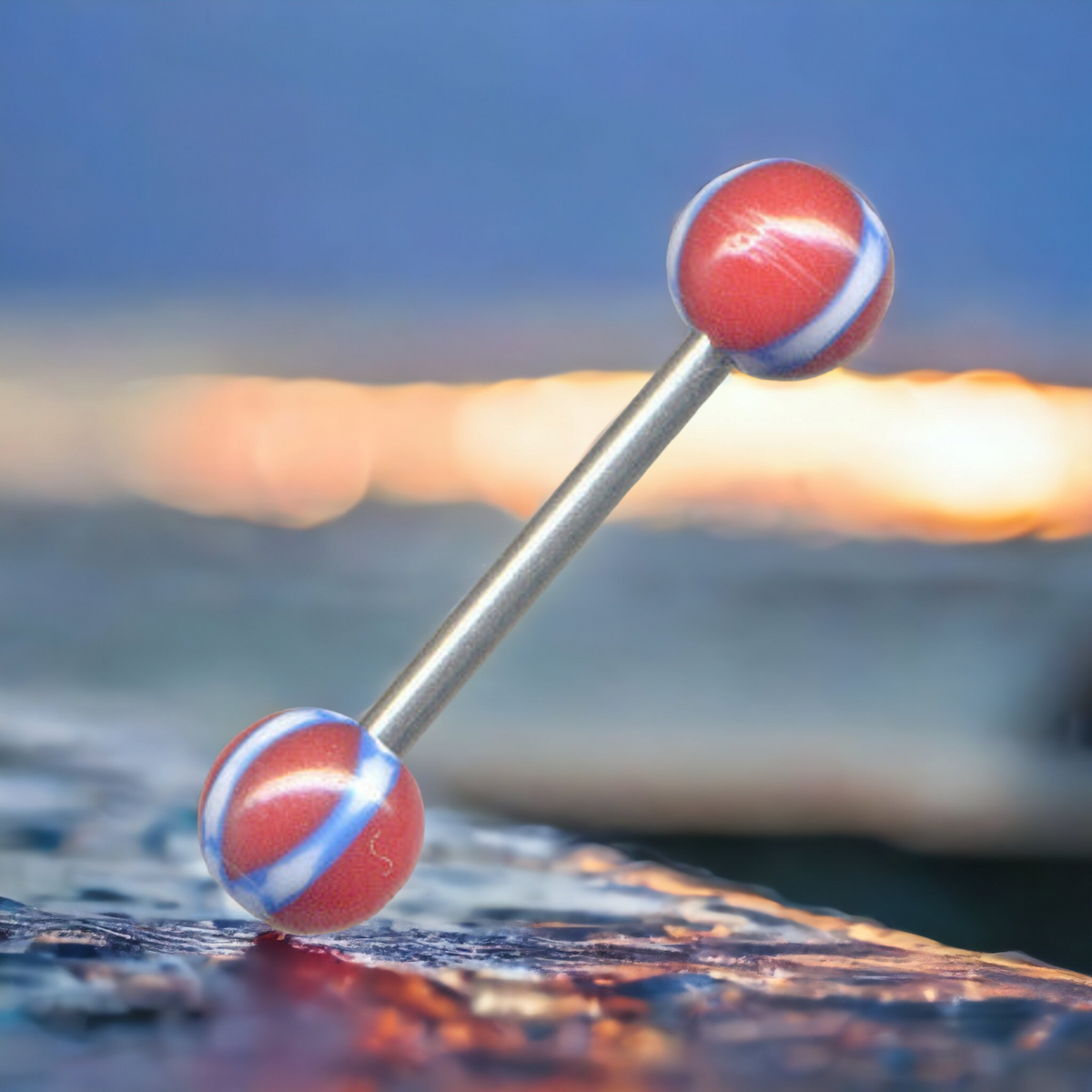 Battle Flag Barbell Jewelry 14mm (Single)